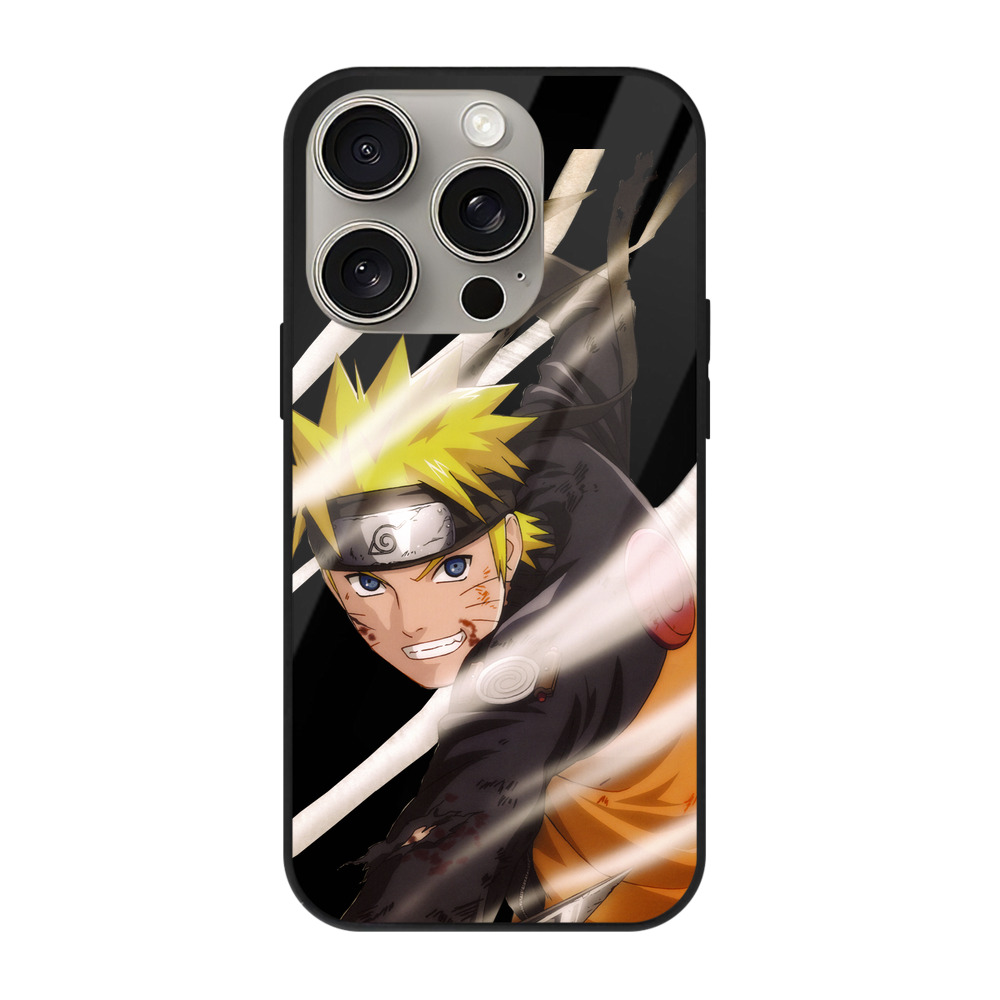 （画像用） NARUTO -ナルト- うずまき ナルト Uzumaki Naruto 【iPhone15Pro対応】スマホケース 耐衝撃＆黄変防止 背面ガラス