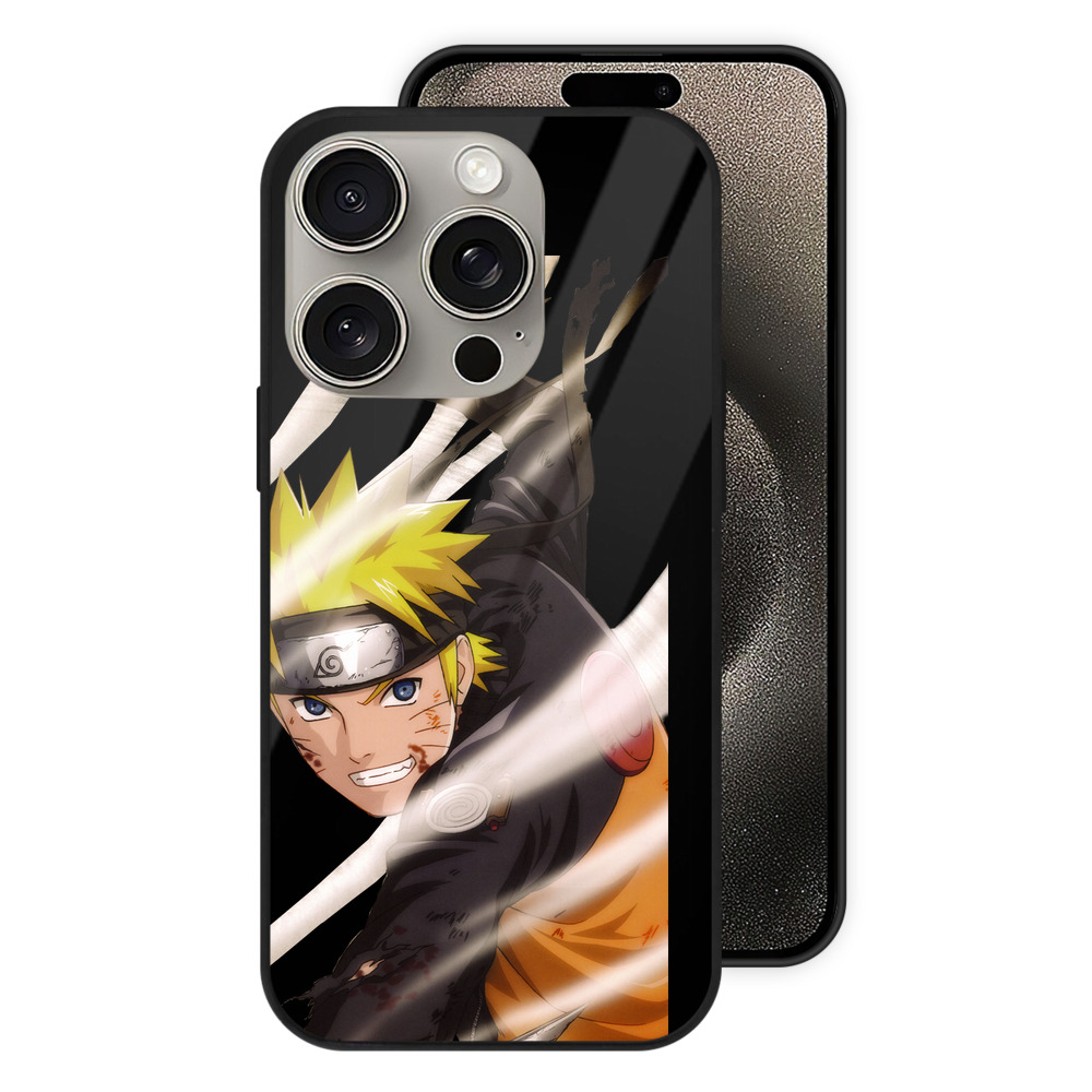 （画像用） NARUTO -ナルト- うずまき ナルト Uzumaki Naruto 【iPhone15Pro対応】スマホケース 耐衝撃＆黄変防止 背面ガラス