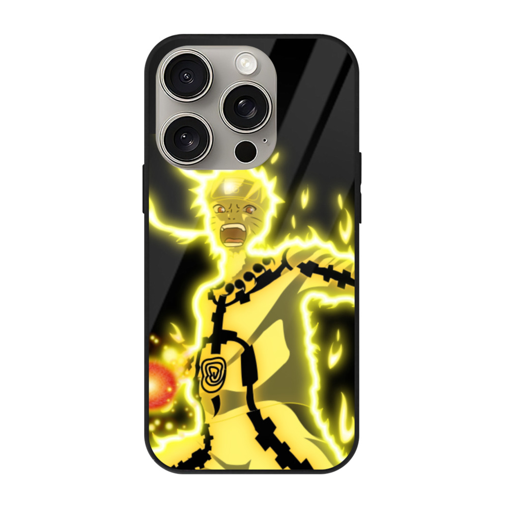 （画像用） NARUTO -ナルト- うずまき ナルト Uzumaki Naruto 【iPhone15Pro対応】スマホケース 耐衝撃＆黄変防止 背面ガラス