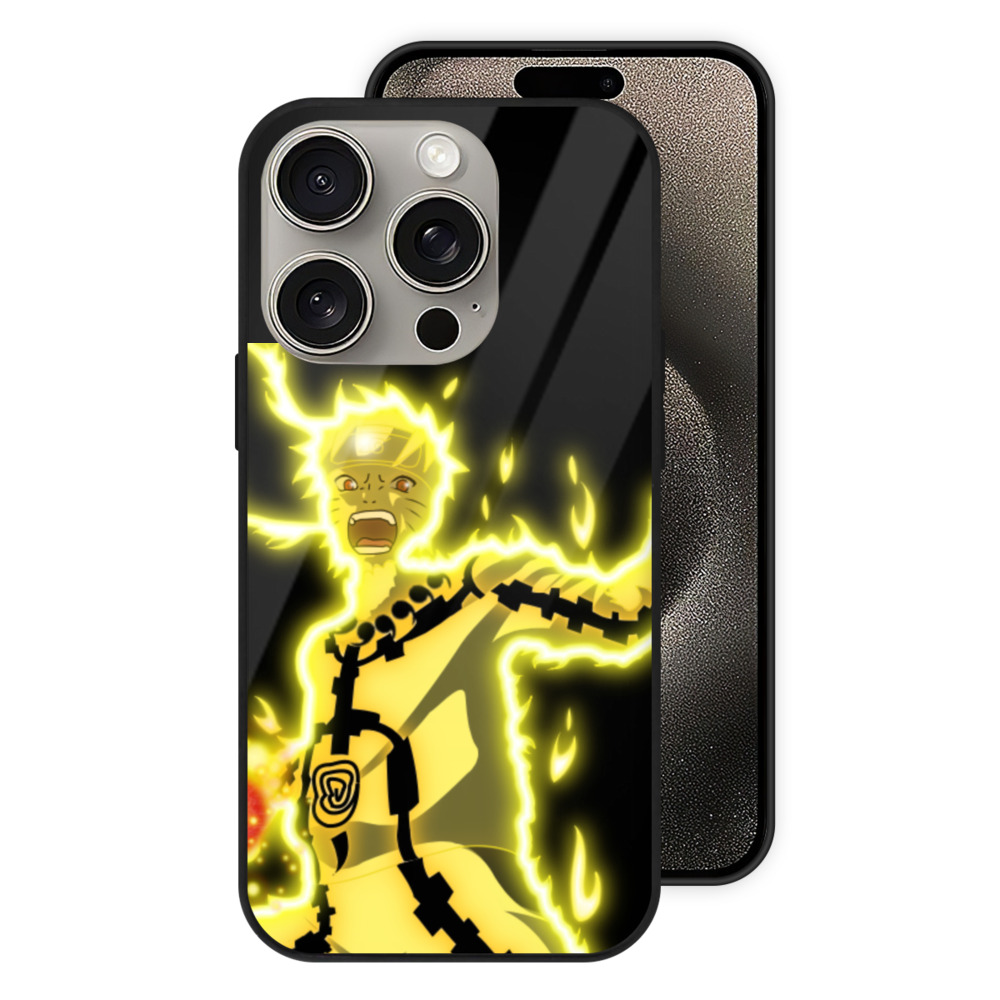 （画像用） NARUTO -ナルト- うずまき ナルト Uzumaki Naruto 【iPhone15Pro対応】スマホケース 耐衝撃＆黄変防止 背面ガラス