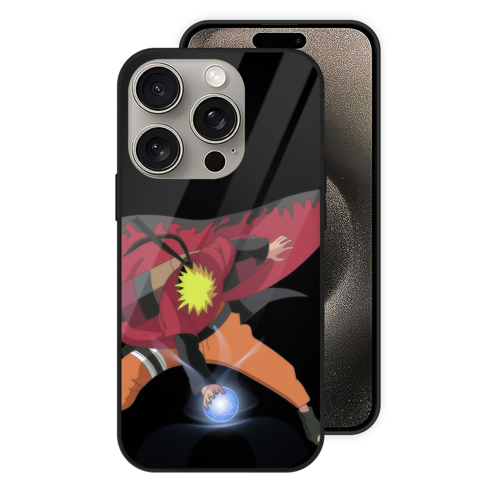 （画像用） NARUTO -ナルト- うずまき ナルト Uzumaki Naruto 【iPhone15Pro対応】スマホケース 耐衝撃＆黄変防止 背面ガラス
