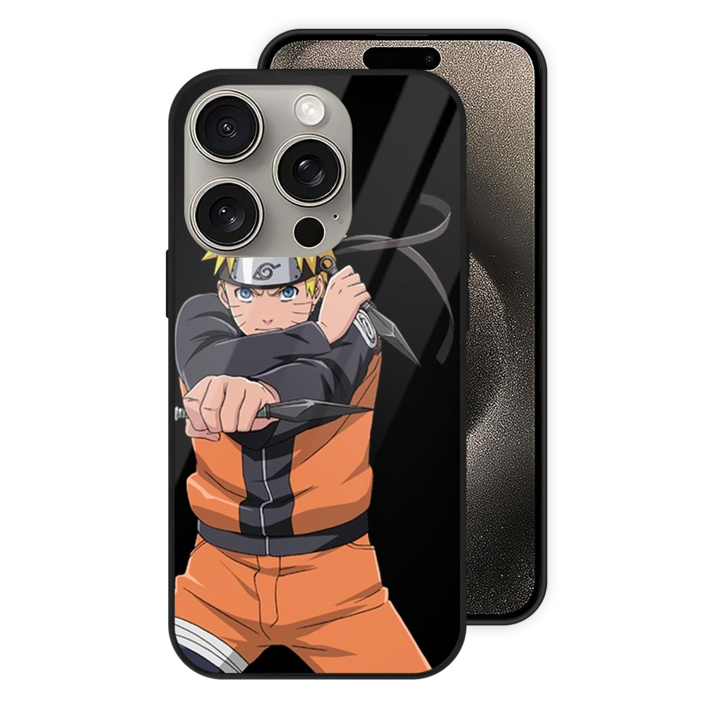 （画像用） NARUTO -ナルト- うずまき ナルト Uzumaki Naruto 【iPhone15Pro対応】スマホケース 耐衝撃＆黄変防止 背面ガラス
