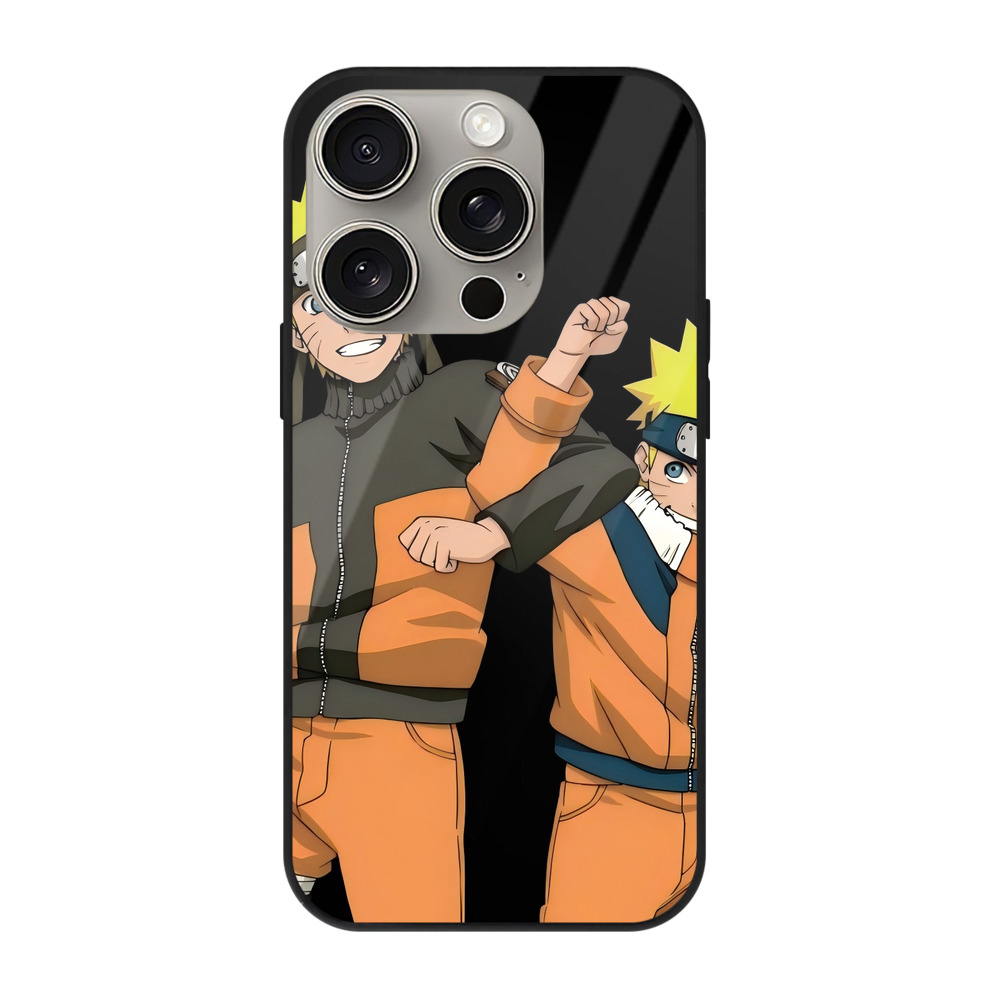 （画像用） NARUTO -ナルト- うずまき ナルト Uzumaki Naruto 【iPhone15Pro対応】スマホケース 耐衝撃＆黄変防止 背面ガラス