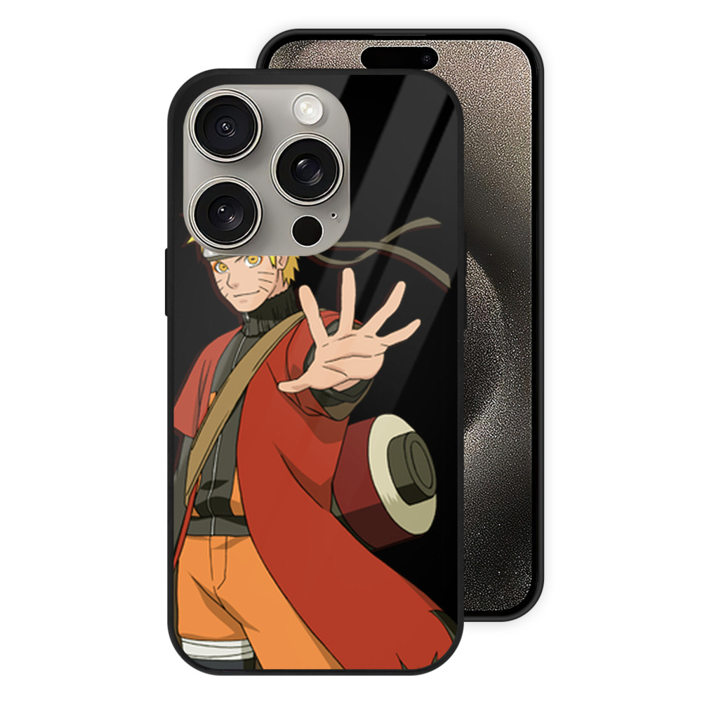 （画像用） NARUTO -ナルト- うずまき ナルト Uzumaki Naruto 【iPhone15Pro対応】スマホケース 耐衝撃＆黄変防止 背面ガラス