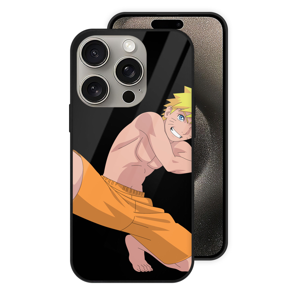 （画像用） NARUTO -ナルト- うずまき ナルト Uzumaki Naruto 【iPhone15Pro対応】スマホケース 耐衝撃＆黄変防止 背面ガラス