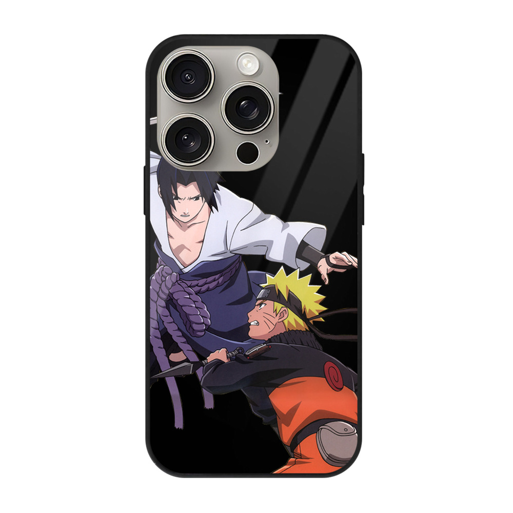 （画像用） NARUTO -ナルト- うちは サスケ Uchiha Sasuke 【iPhone15Pro対応】スマホケース 耐衝撃＆黄変防止 背面ガラス