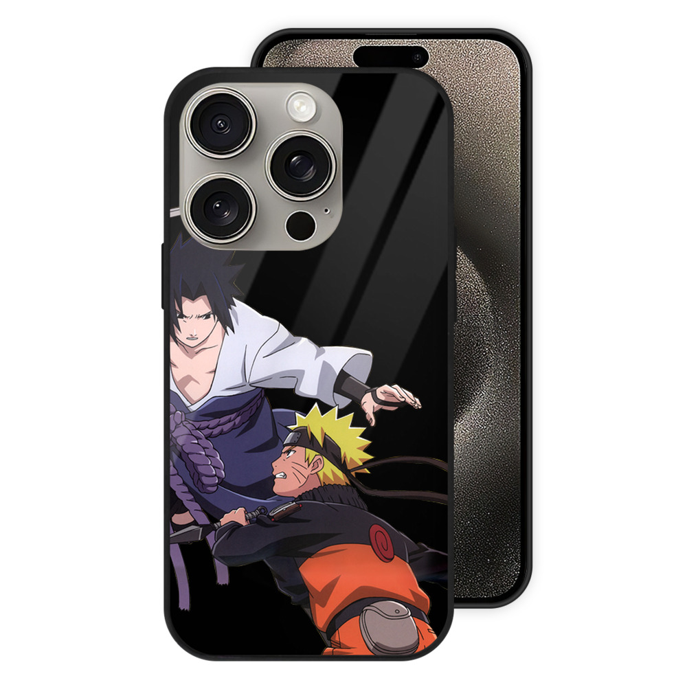 （画像用） NARUTO -ナルト- うちは サスケ Uchiha Sasuke 【iPhone15Pro対応】スマホケース 耐衝撃＆黄変防止 背面ガラス
