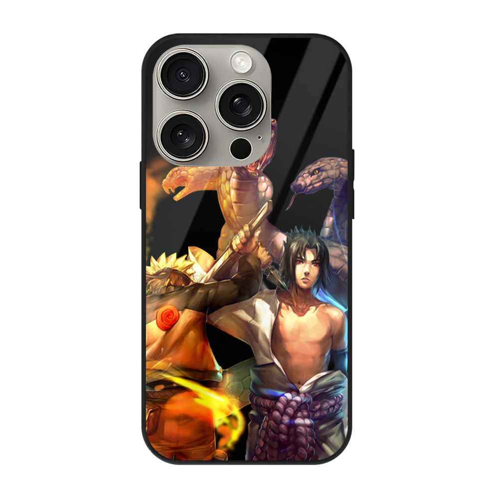 （画像用） NARUTO -ナルト- うちは サスケ Uchiha Sasuke 【iPhone15Pro対応】スマホケース 耐衝撃＆黄変防止 背面ガラス