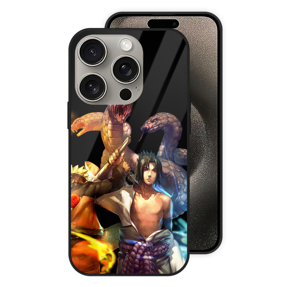 （画像用） NARUTO -ナルト- うちは サスケ Uchiha Sasuke 【iPhone15Pro対応】スマホケース 耐衝撃＆黄変防止 背面ガラス