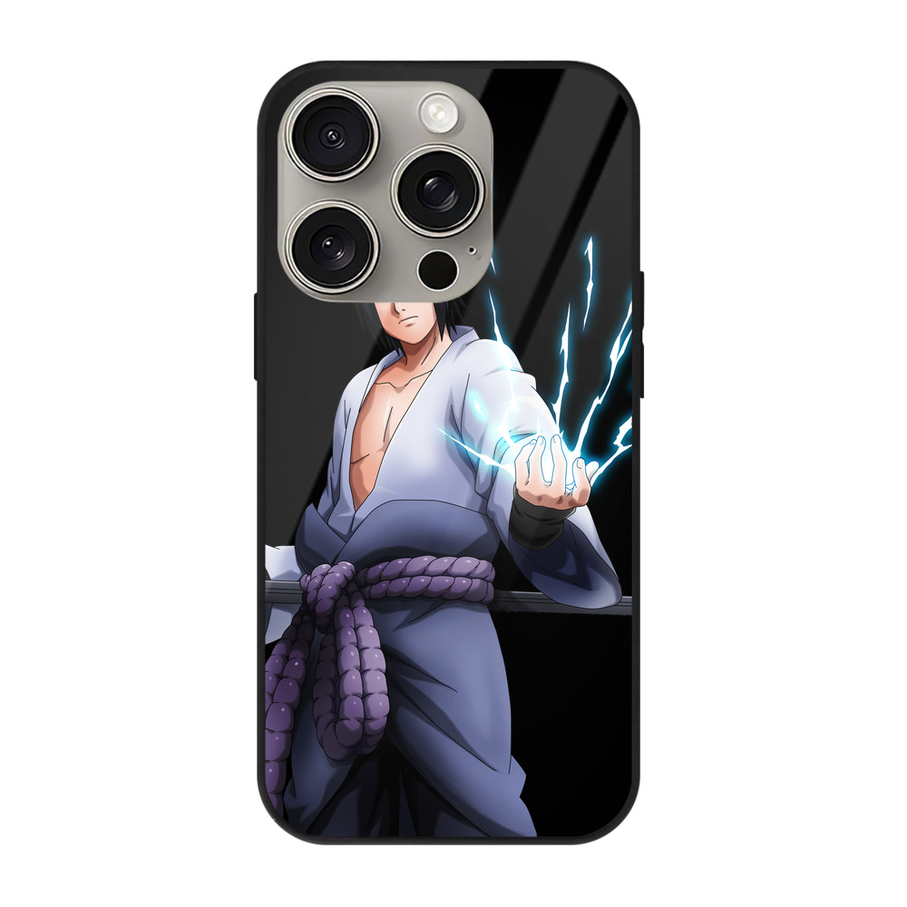 （画像用） NARUTO -ナルト- うちは サスケ Uchiha Sasuke 【iPhone15Pro対応】スマホケース 耐衝撃＆黄変防止 背面ガラス