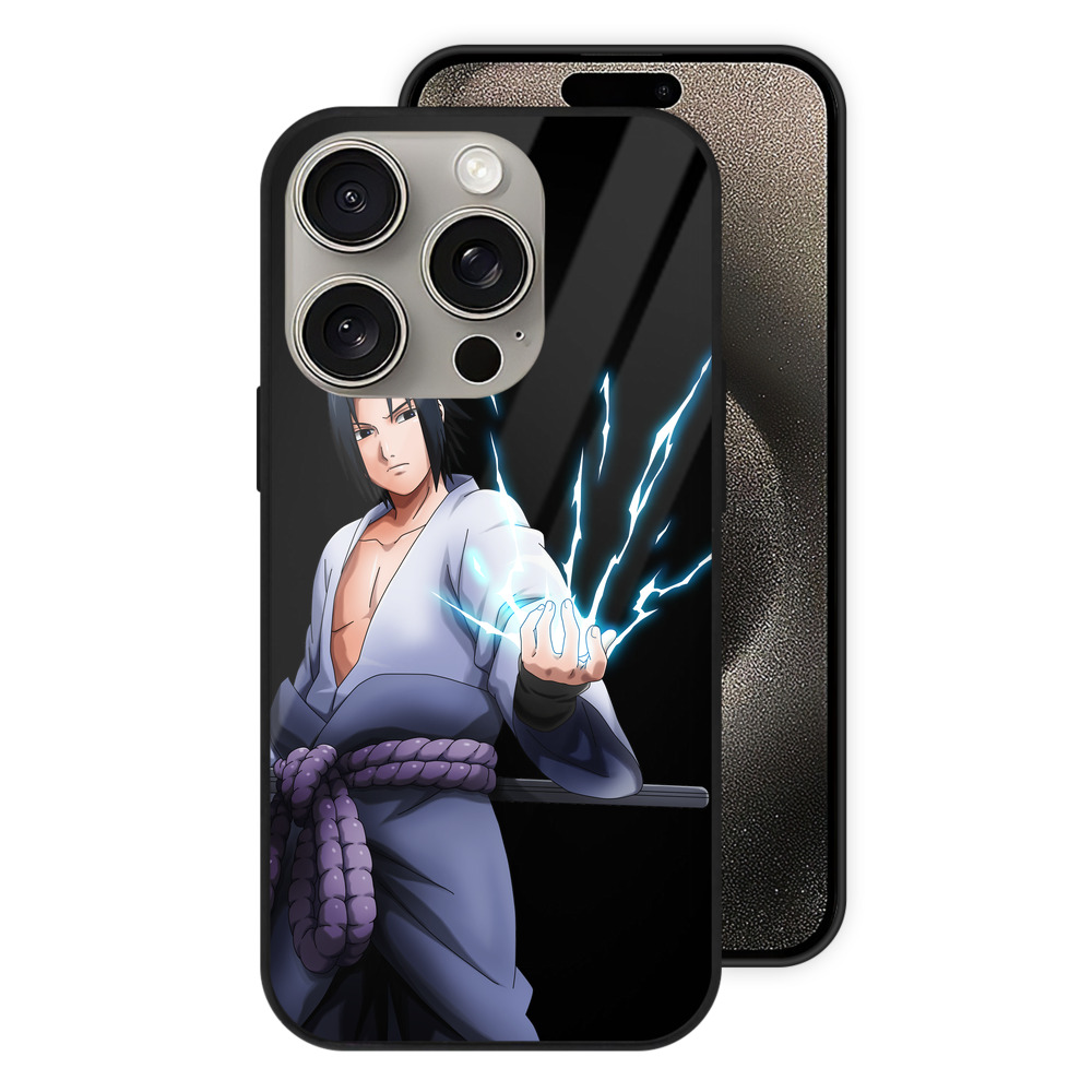 （画像用） NARUTO -ナルト- うちは サスケ Uchiha Sasuke 【iPhone15Pro対応】スマホケース 耐衝撃＆黄変防止 背面ガラス