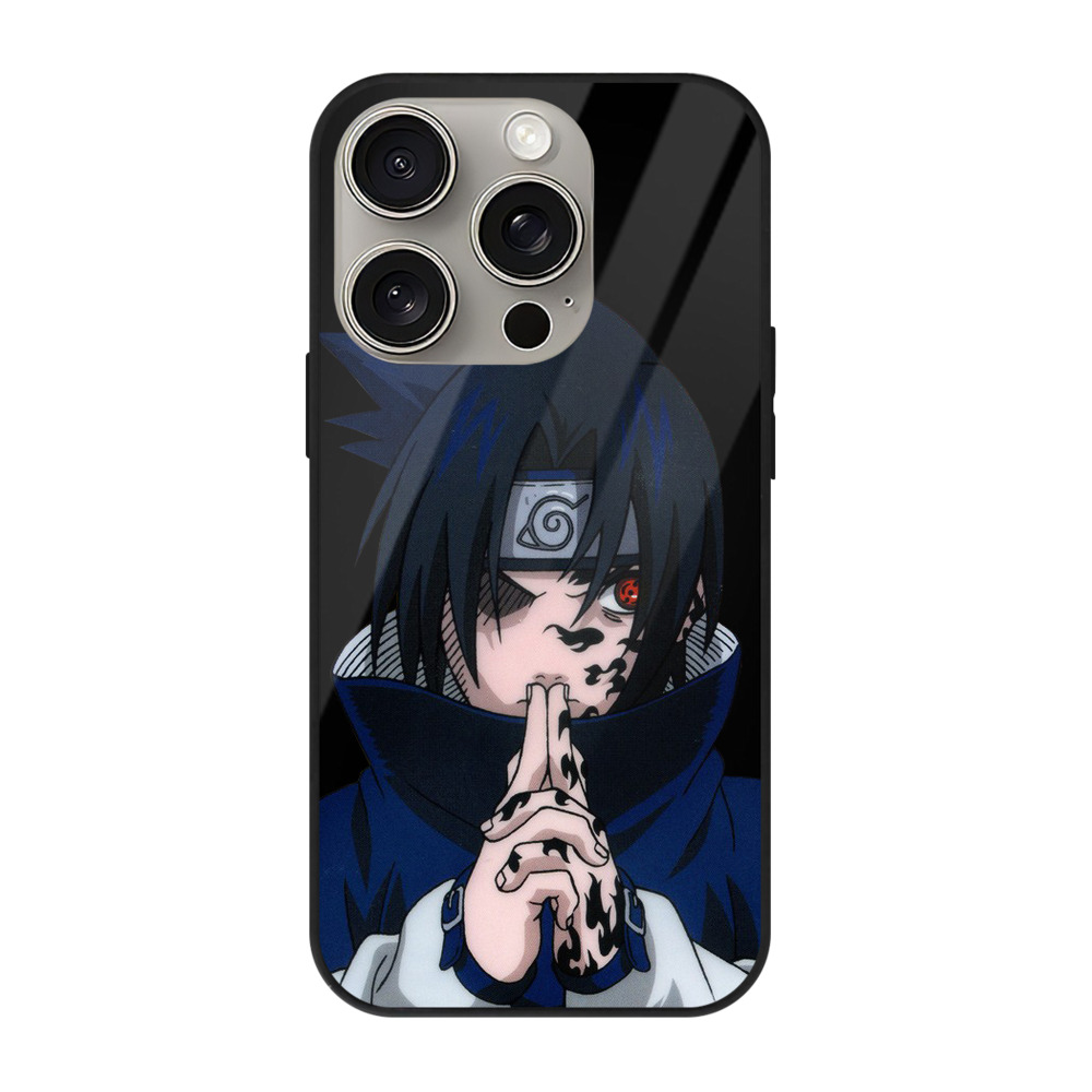 （画像用） NARUTO -ナルト- うちは サスケ Uchiha Sasuke 【iPhone15Pro対応】スマホケース 耐衝撃＆黄変防止 背面ガラス