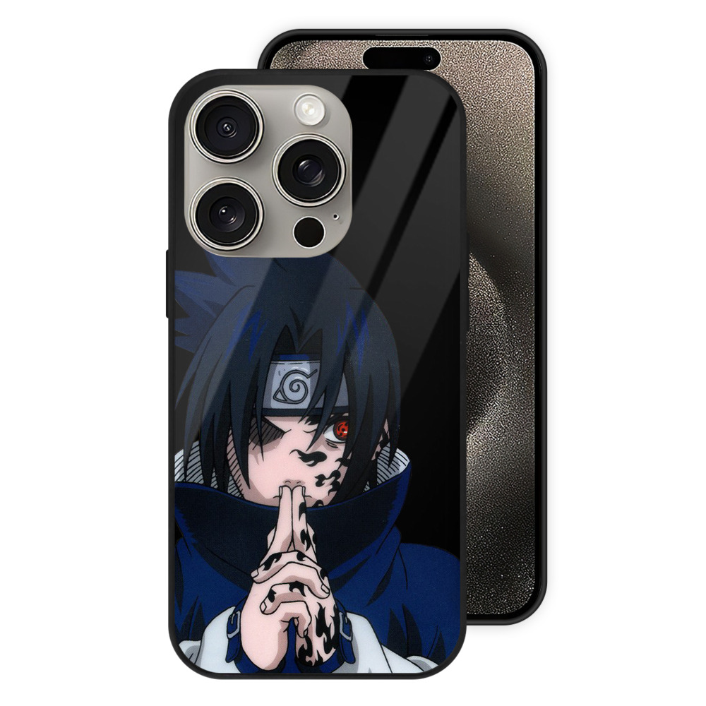 （画像用） NARUTO -ナルト- うちは サスケ Uchiha Sasuke 【iPhone15Pro対応】スマホケース 耐衝撃＆黄変防止 背面ガラス