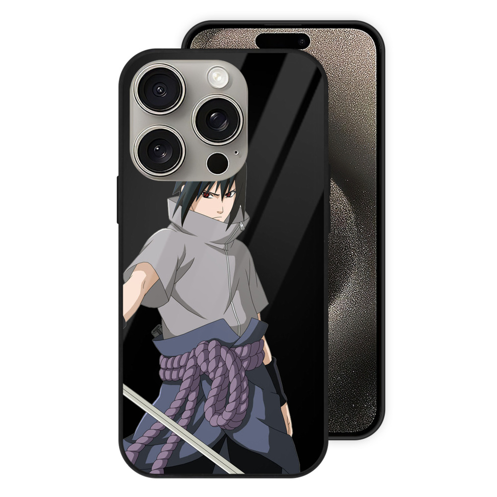 （画像用） NARUTO -ナルト- うちは サスケ Uchiha Sasuke 【iPhone15Pro対応】スマホケース 耐衝撃＆黄変防止 背面ガラス