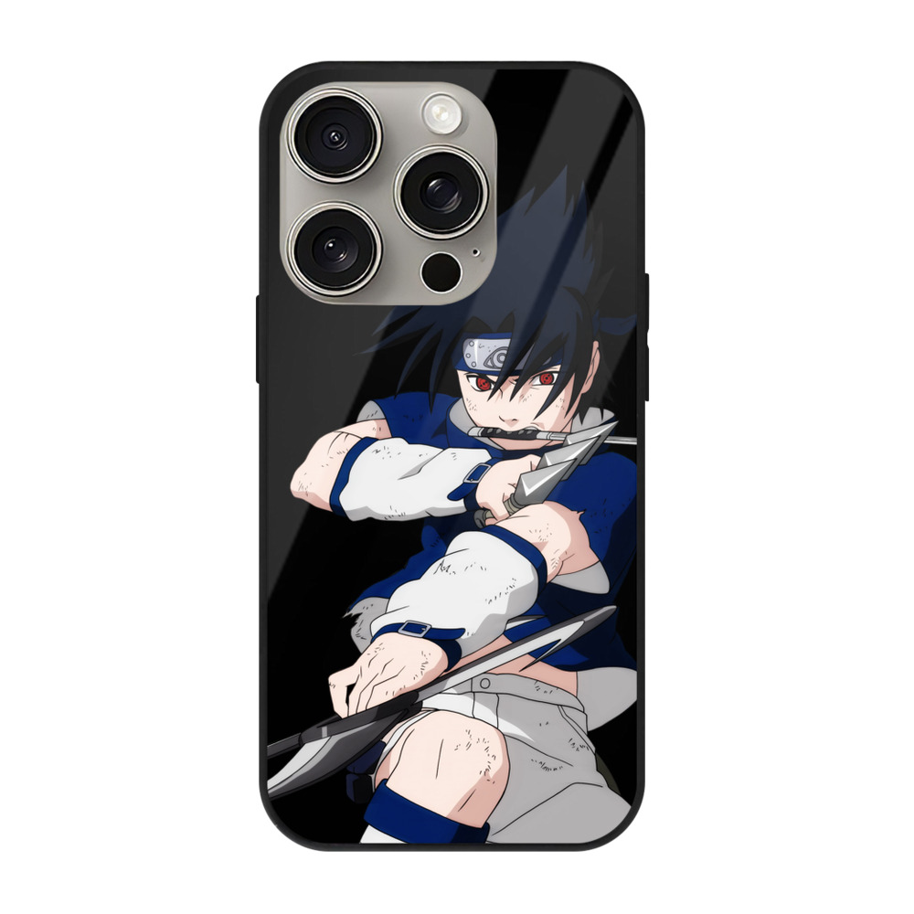 （画像用） NARUTO -ナルト- うちは サスケ Uchiha Sasuke 【iPhone15Pro対応】スマホケース 耐衝撃＆黄変防止 背面ガラス
