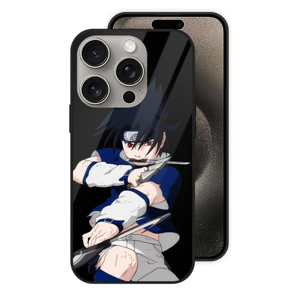 （画像用） NARUTO -ナルト- うちは サスケ Uchiha Sasuke 【iPhone15Pro対応】スマホケース 耐衝撃＆黄変防止 背面ガラス