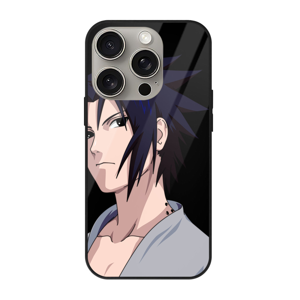 （画像用） NARUTO -ナルト- うちは サスケ Uchiha Sasuke 【iPhone15Pro対応】スマホケース 耐衝撃＆黄変防止 背面ガラス