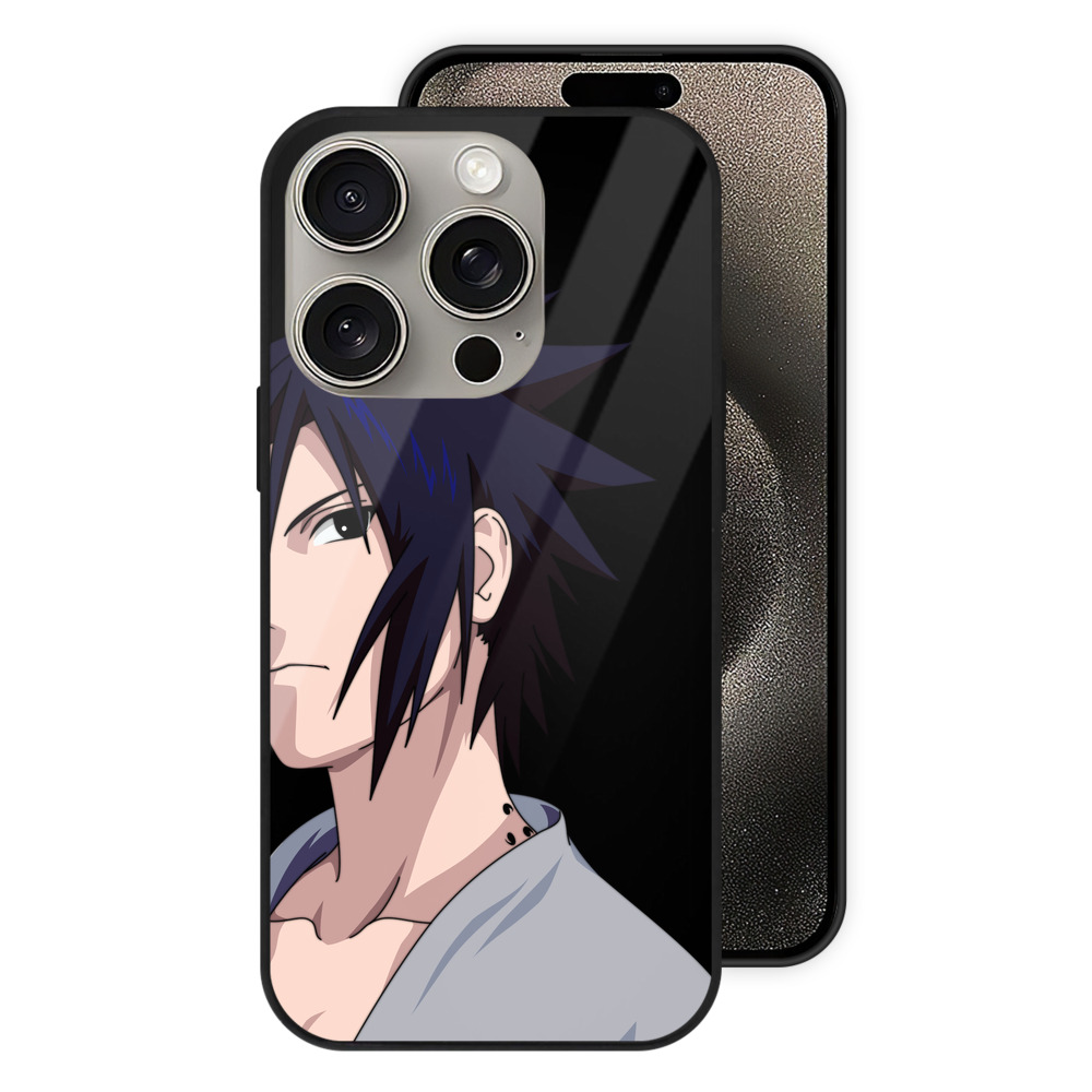 （画像用） NARUTO -ナルト- うちは サスケ Uchiha Sasuke 【iPhone15Pro対応】スマホケース 耐衝撃＆黄変防止 背面ガラス