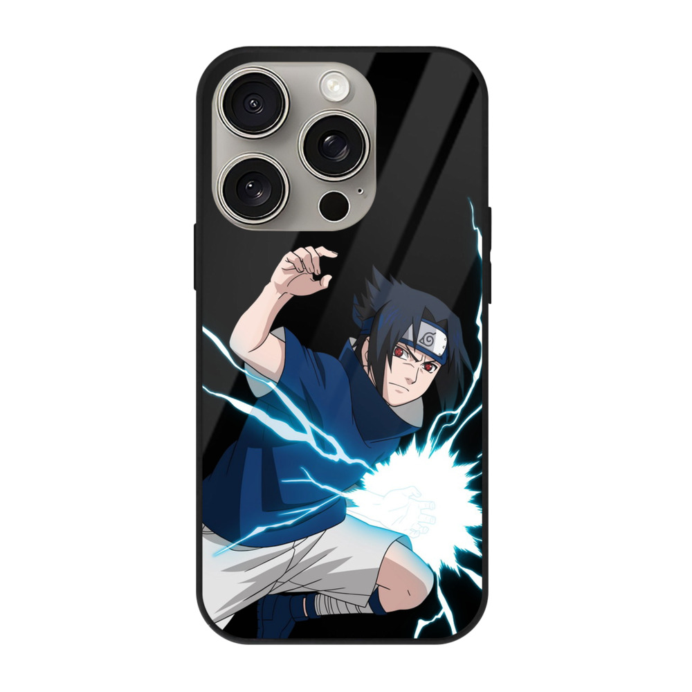 （画像用） NARUTO -ナルト- うちは サスケ Uchiha Sasuke 【iPhone15Pro対応】スマホケース 耐衝撃＆黄変防止 背面ガラス