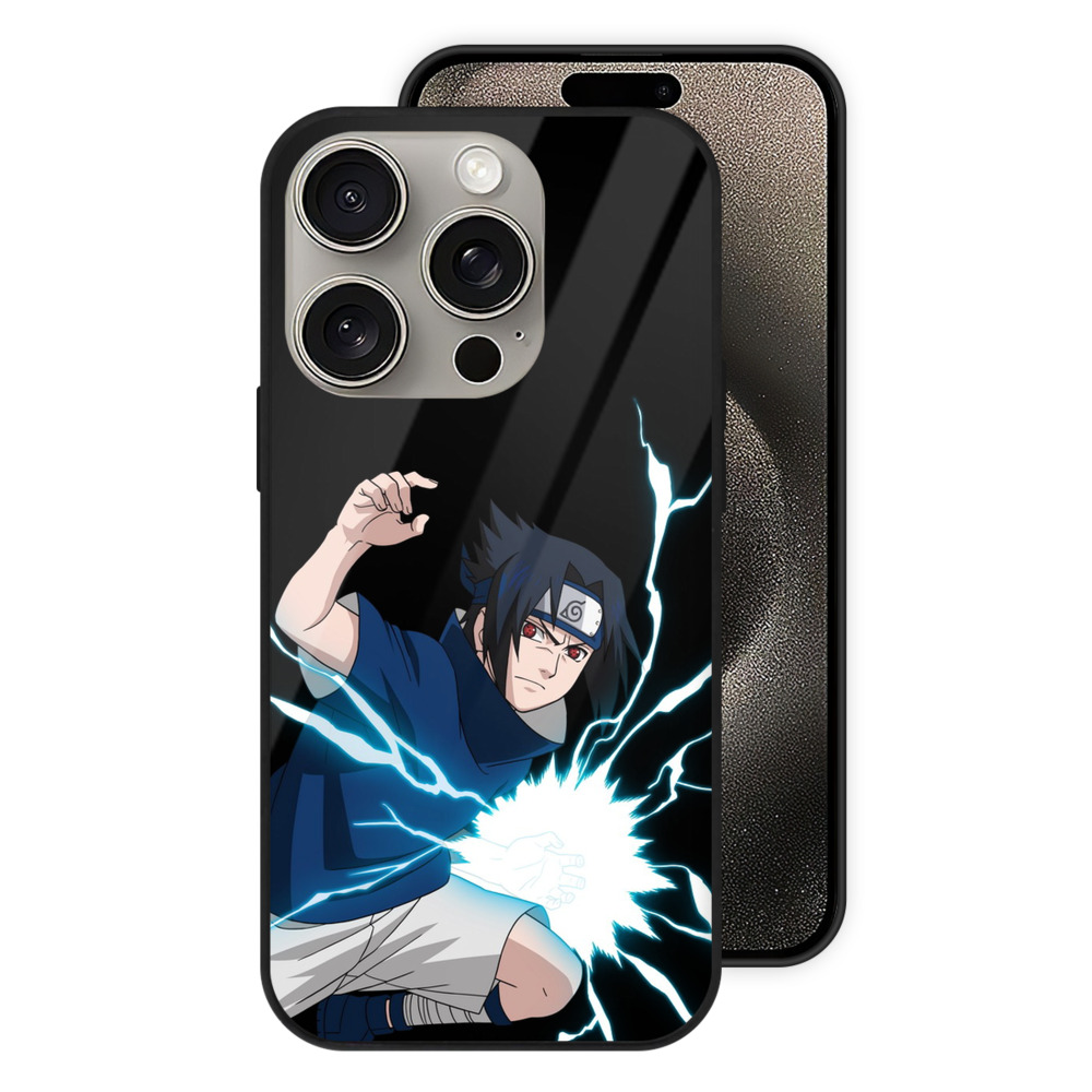 （画像用） NARUTO -ナルト- うちは サスケ Uchiha Sasuke 【iPhone15Pro対応】スマホケース 耐衝撃＆黄変防止 背面ガラス