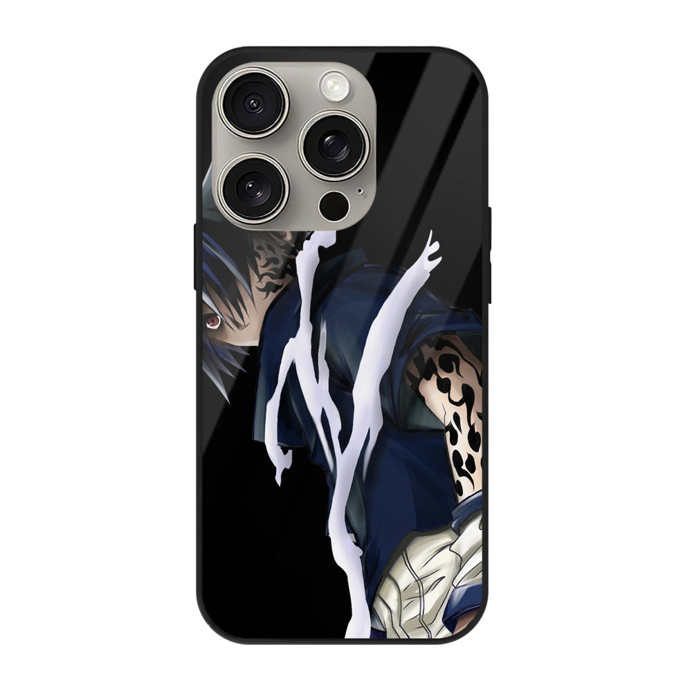 （画像用） NARUTO -ナルト- うちは サスケ Uchiha Sasuke 【iPhone15Pro対応】スマホケース 耐衝撃＆黄変防止 背面ガラス