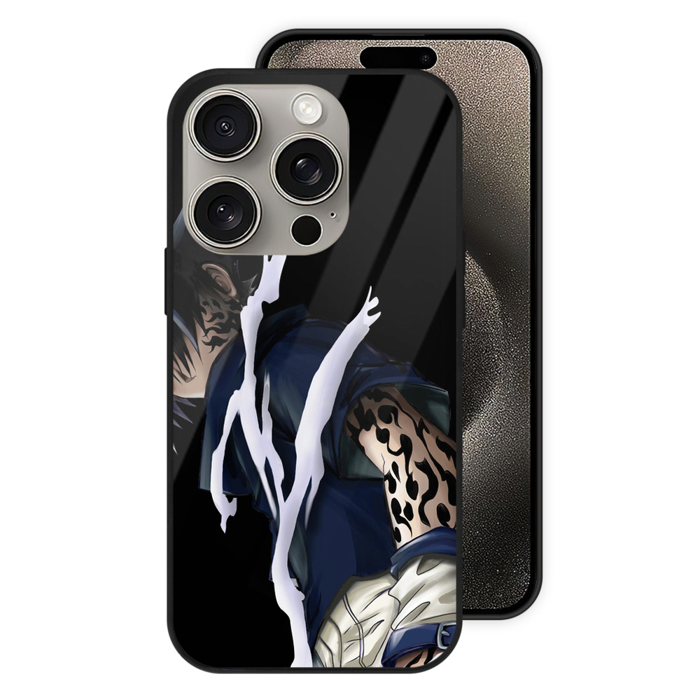 （画像用） NARUTO -ナルト- うちは サスケ Uchiha Sasuke 【iPhone15Pro対応】スマホケース 耐衝撃＆黄変防止 背面ガラス