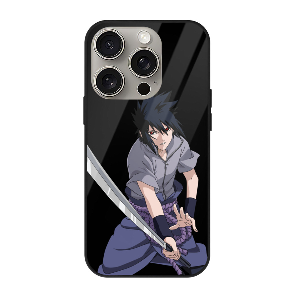 （画像用） NARUTO -ナルト- うちは サスケ Uchiha Sasuke 【iPhone15Pro対応】スマホケース 耐衝撃＆黄変防止 背面ガラス