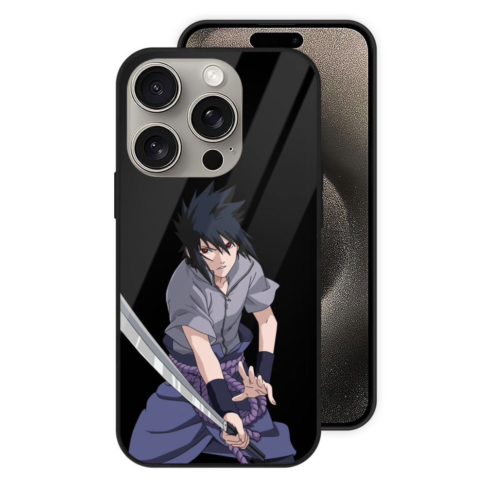 （画像用） NARUTO -ナルト- うちは サスケ Uchiha Sasuke 【iPhone15Pro対応】スマホケース 耐衝撃＆黄変防止 背面ガラス