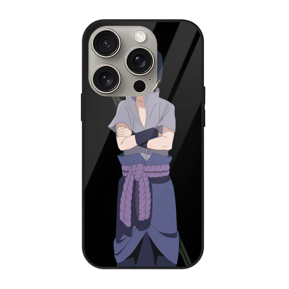 （画像用） NARUTO -ナルト- うちは サスケ Uchiha Sasuke 【iPhone15Pro対応】スマホケース 耐衝撃＆黄変防止 背面ガラス