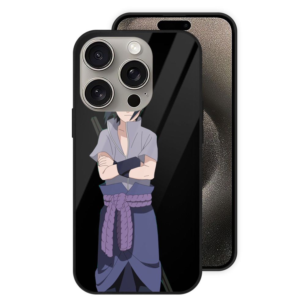 （画像用） NARUTO -ナルト- うちは サスケ Uchiha Sasuke 【iPhone15Pro対応】スマホケース 耐衝撃＆黄変防止 背面ガラス