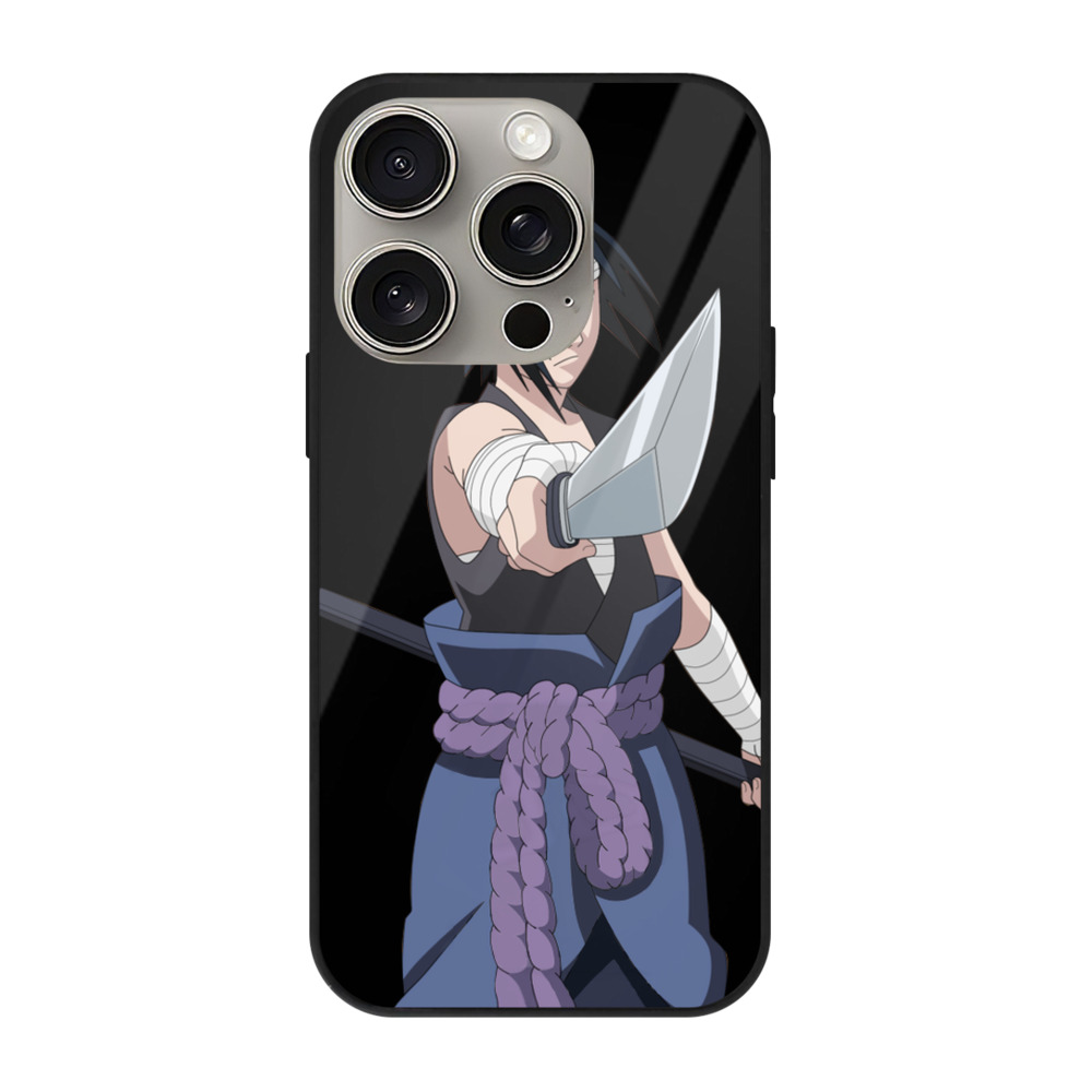 （画像用） NARUTO -ナルト- うちは サスケ Uchiha Sasuke 【iPhone15Pro対応】スマホケース 耐衝撃＆黄変防止 背面ガラス