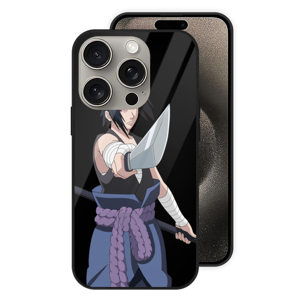 （画像用） NARUTO -ナルト- うちは サスケ Uchiha Sasuke 【iPhone15Pro対応】スマホケース 耐衝撃＆黄変防止 背面ガラス