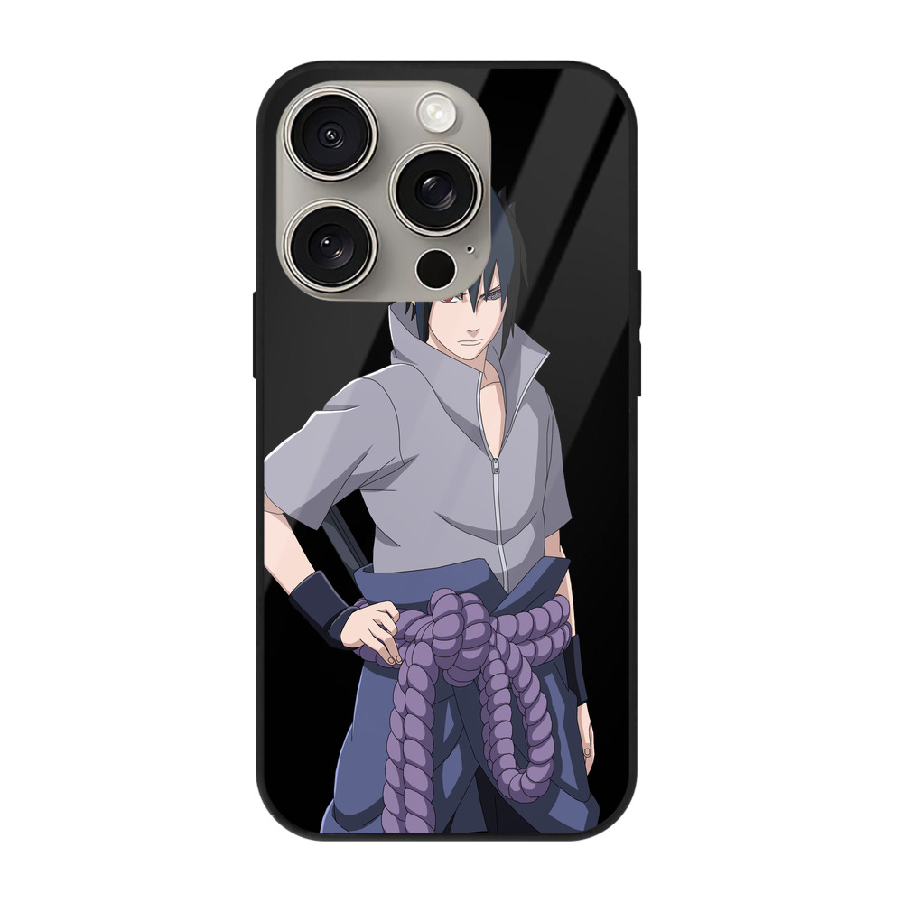 （画像用） NARUTO -ナルト- うちは サスケ Uchiha Sasuke 【iPhone15Pro対応】スマホケース 耐衝撃＆黄変防止 背面ガラス