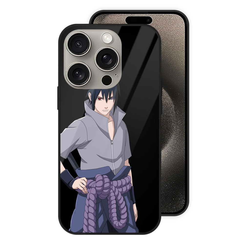 （画像用） NARUTO -ナルト- うちは サスケ Uchiha Sasuke 【iPhone15Pro対応】スマホケース 耐衝撃＆黄変防止 背面ガラス