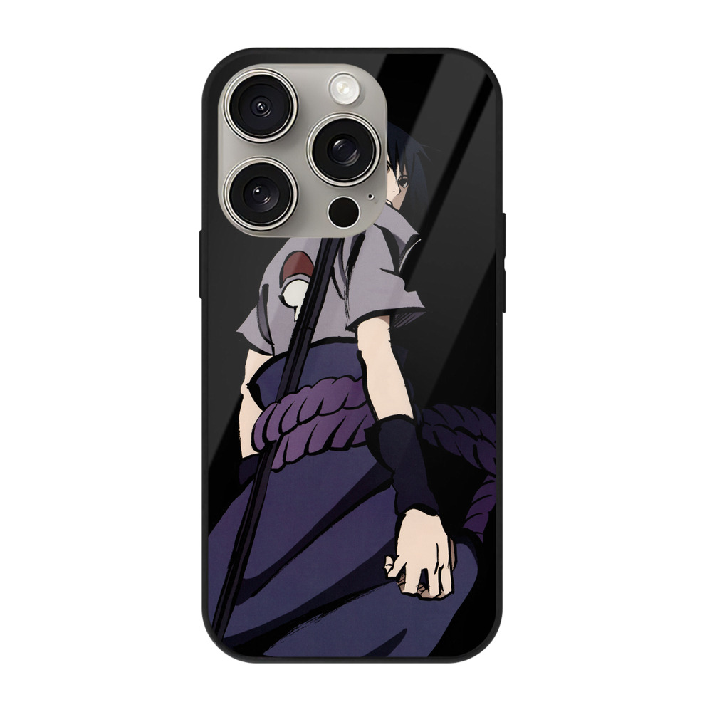 （画像用） NARUTO -ナルト- うちは サスケ Uchiha Sasuke 【iPhone15Pro対応】スマホケース 耐衝撃＆黄変防止 背面ガラス