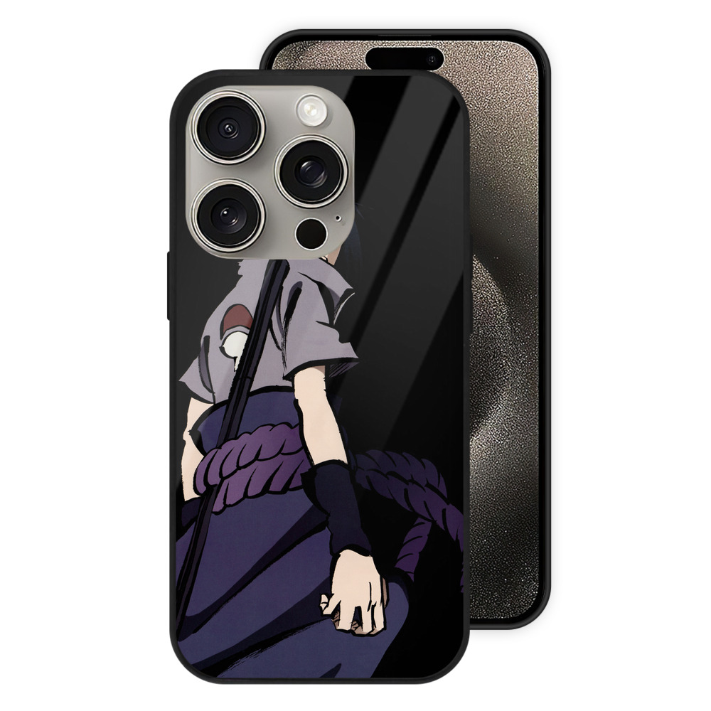 （画像用） NARUTO -ナルト- うちは サスケ Uchiha Sasuke 【iPhone15Pro対応】スマホケース 耐衝撃＆黄変防止 背面ガラス
