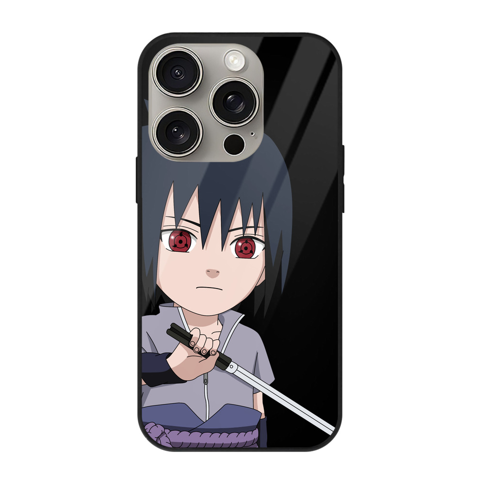（画像用） NARUTO -ナルト- うちは サスケ Uchiha Sasuke 【iPhone15Pro対応】スマホケース 耐衝撃＆黄変防止 背面ガラス