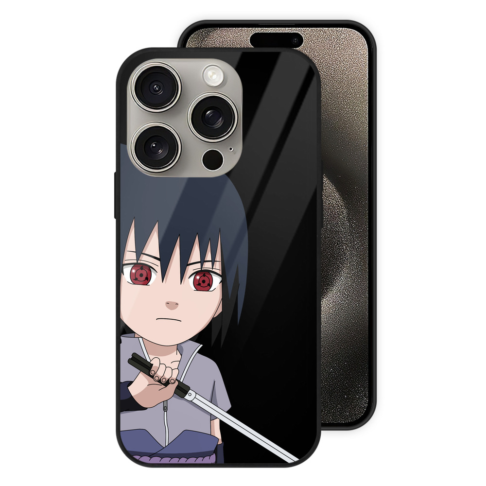 （画像用） NARUTO -ナルト- うちは サスケ Uchiha Sasuke 【iPhone15Pro対応】スマホケース 耐衝撃＆黄変防止 背面ガラス