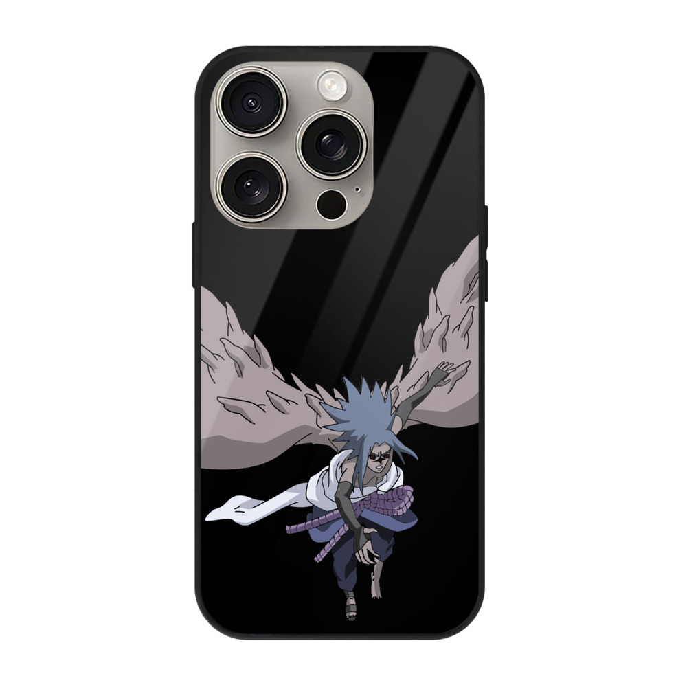 （画像用） NARUTO -ナルト- うちは サスケ Uchiha Sasuke 【iPhone15Pro対応】スマホケース 耐衝撃＆黄変防止 背面ガラス
