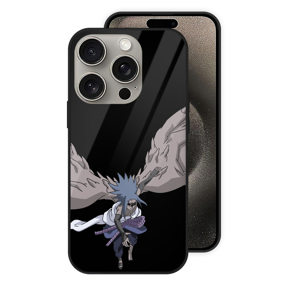 （画像用） NARUTO -ナルト- うちは サスケ Uchiha Sasuke 【iPhone15Pro対応】スマホケース 耐衝撃＆黄変防止 背面ガラス