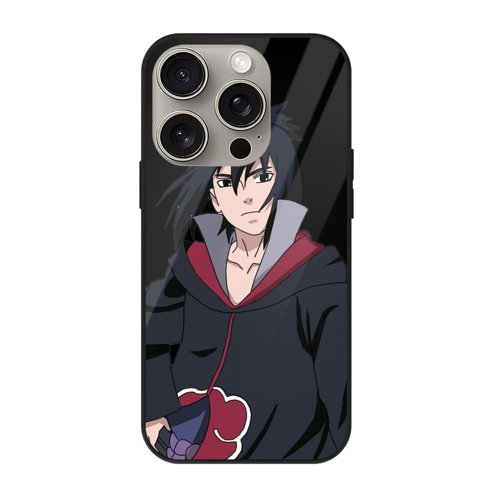 （画像用） NARUTO -ナルト- うちは サスケ Uchiha Sasuke 【iPhone15Pro対応】スマホケース 耐衝撃＆黄変防止 背面ガラス