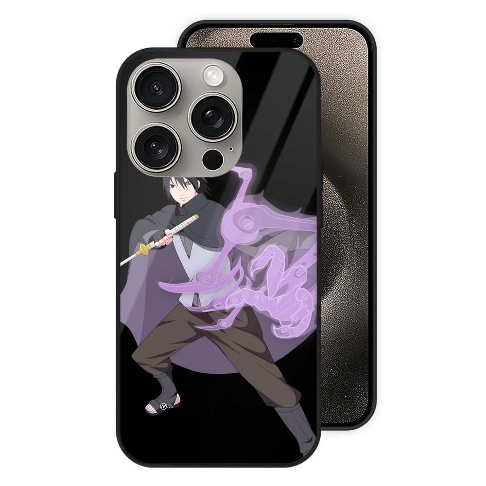 （画像用） NARUTO -ナルト- うちは サスケ Uchiha Sasuke 【iPhone15Pro対応】スマホケース 耐衝撃＆黄変防止 背面ガラス