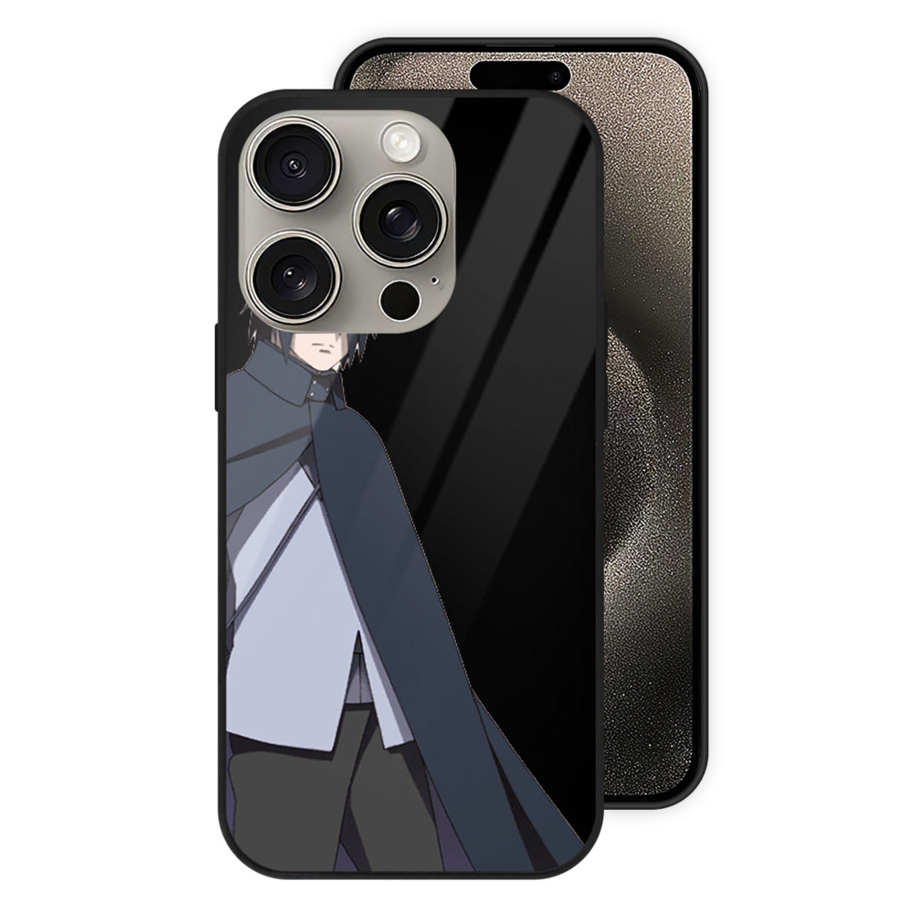 （画像用） NARUTO -ナルト- うちは サスケ Uchiha Sasuke 【iPhone15Pro対応】スマホケース 耐衝撃＆黄変防止 背面ガラス