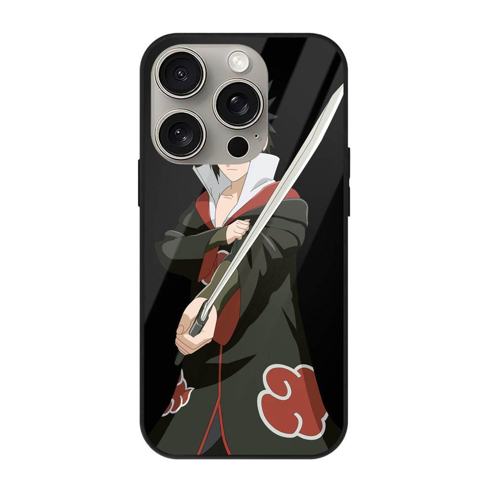 （画像用） NARUTO -ナルト- うちは サスケ Uchiha Sasuke 【iPhone15Pro対応】スマホケース 耐衝撃＆黄変防止 背面ガラス