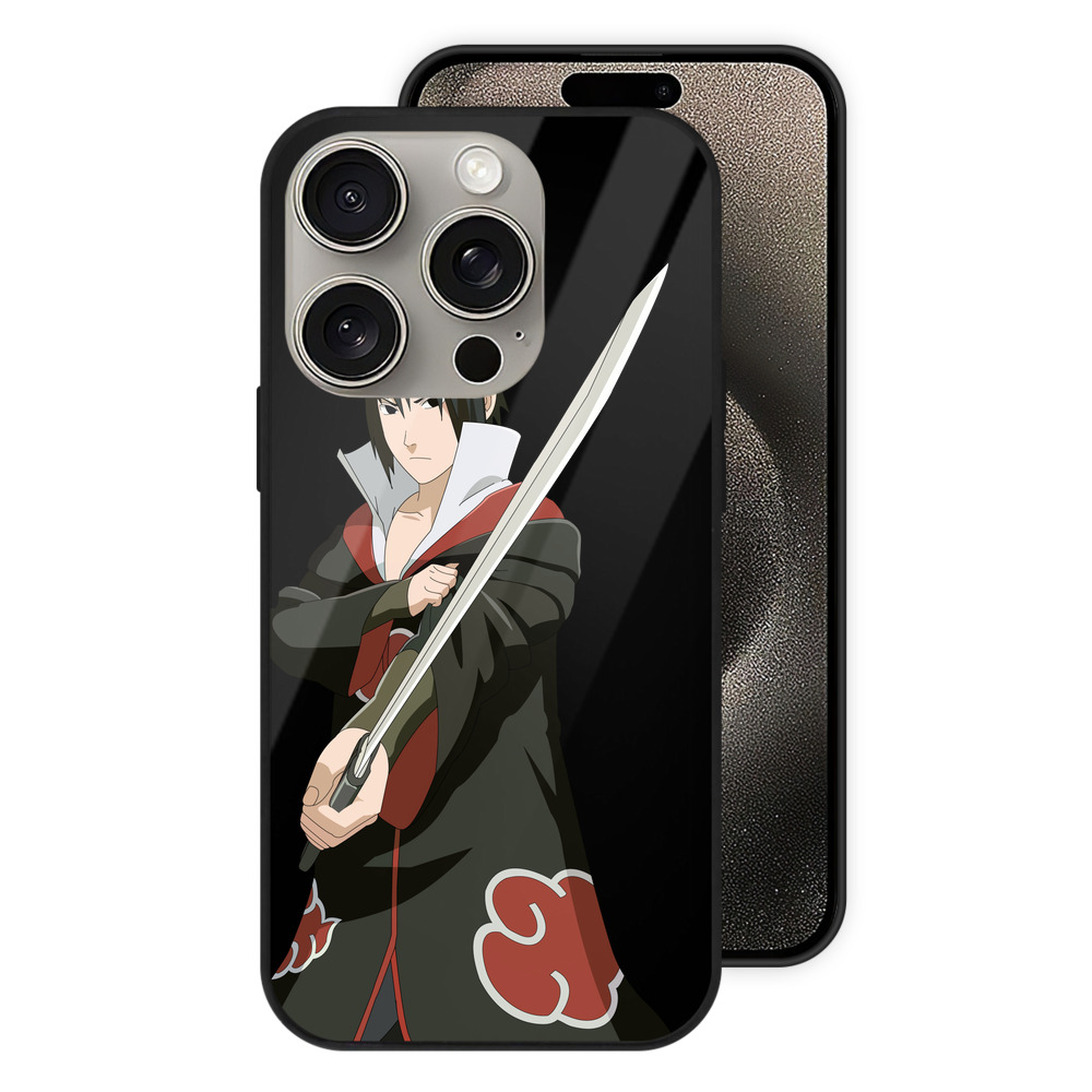 （画像用） NARUTO -ナルト- うちは サスケ Uchiha Sasuke 【iPhone15Pro対応】スマホケース 耐衝撃＆黄変防止 背面ガラス