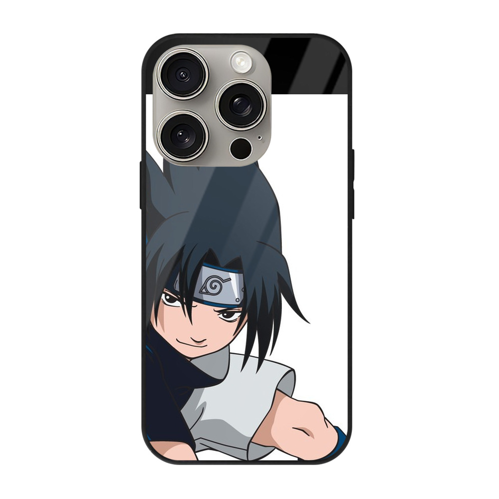 （画像用） NARUTO -ナルト- うちは サスケ Uchiha Sasuke 【iPhone15Pro対応】スマホケース 耐衝撃＆黄変防止 背面ガラス
