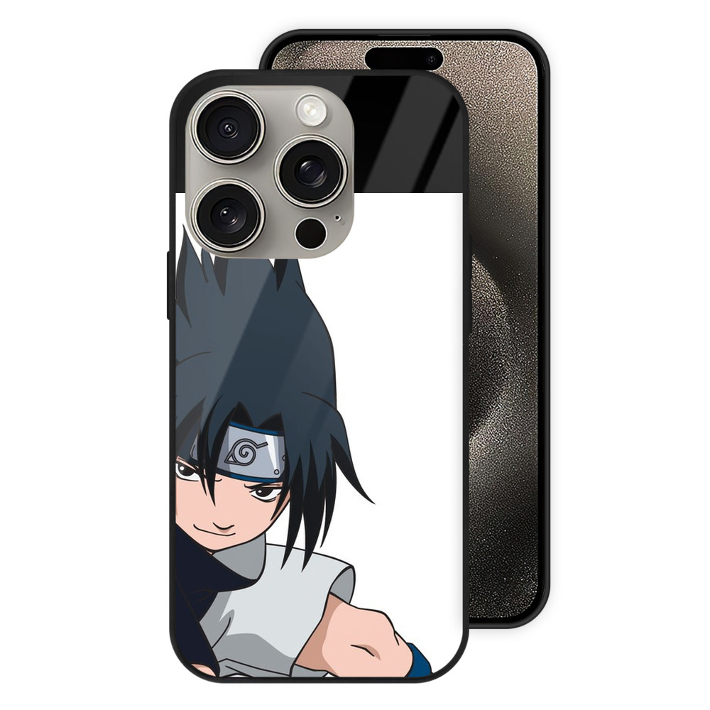 （画像用） NARUTO -ナルト- うちは サスケ Uchiha Sasuke 【iPhone15Pro対応】スマホケース 耐衝撃＆黄変防止 背面ガラス