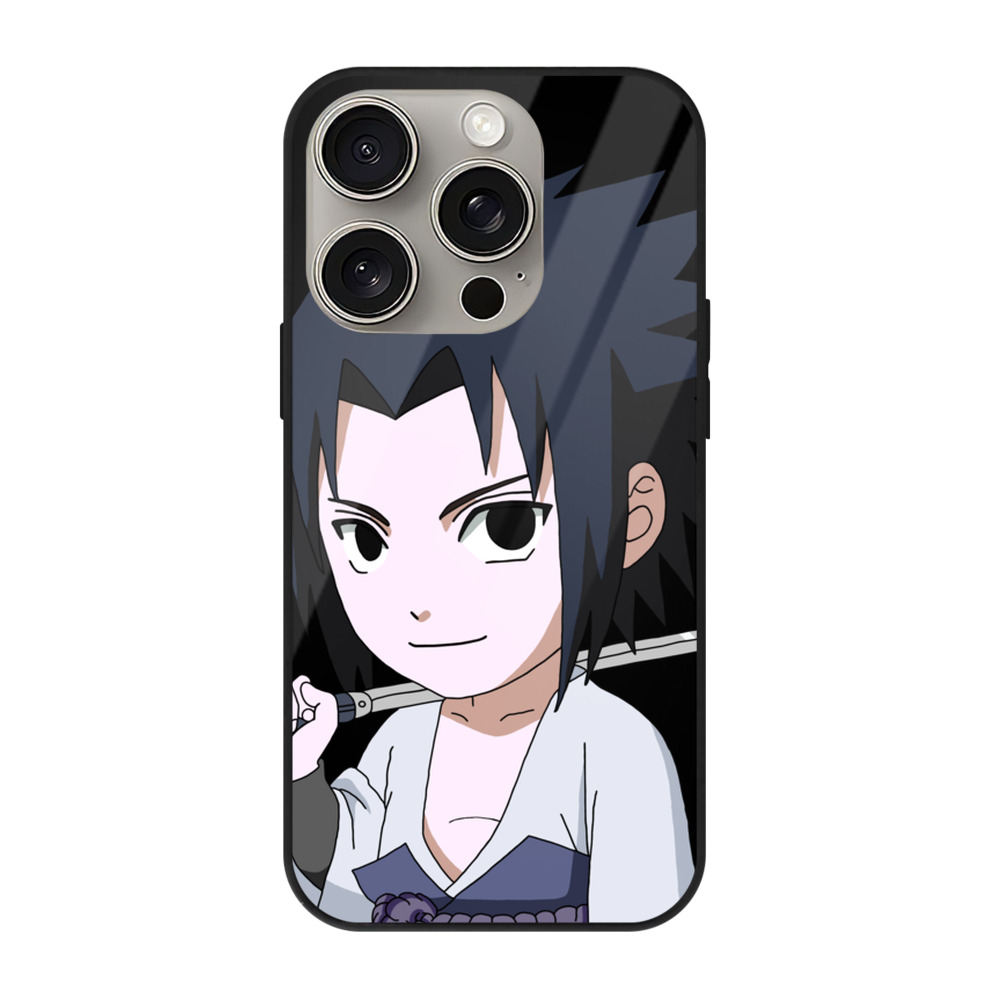 （画像用） NARUTO -ナルト- うちは サスケ Uchiha Sasuke 【iPhone15Pro対応】スマホケース 耐衝撃＆黄変防止 背面ガラス