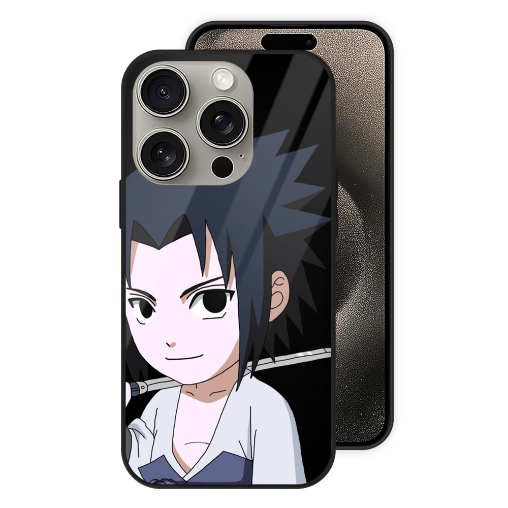 （画像用） NARUTO -ナルト- うちは サスケ Uchiha Sasuke 【iPhone15Pro対応】スマホケース 耐衝撃＆黄変防止 背面ガラス