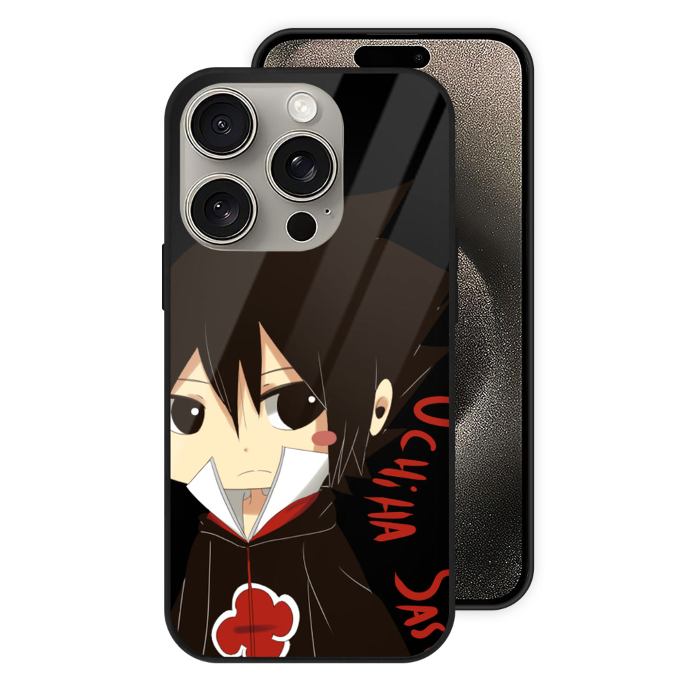 （画像用） NARUTO -ナルト- うちは サスケ Uchiha Sasuke 【iPhone15Pro対応】スマホケース 耐衝撃＆黄変防止 背面ガラス